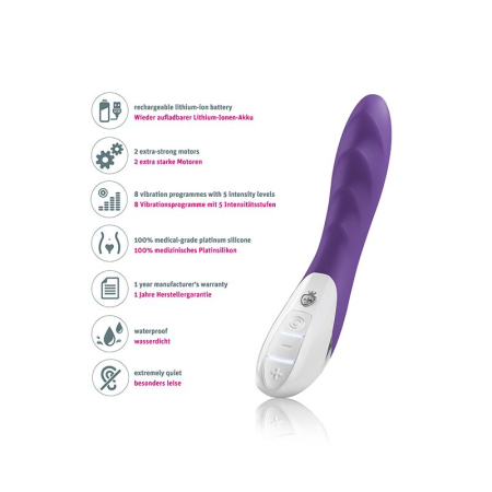 Потужний вібратор Mystim Sassy Simon Purple з двома моторами і стимулюючим рельєфом - фото №7