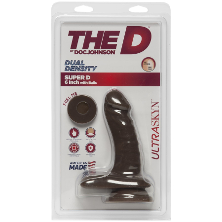Фалоімітатор Doc Johnson The D - Super D - 6 Inch With Balls - ULTRASKYN - Chocolate, діаметр 3,8 см - фото №2