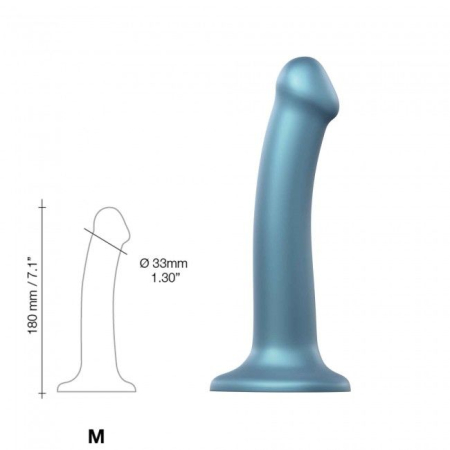 Насадка для страпону Strap-On-Me Mono Density Dildo M Blue, діам. 3,3 см, одношаровий силікон, гнучк - фото №4
