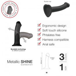 Насадка для страпону Strap-On-Me Mono Density Dildo M Blue, діам. 3,3 см, одношаровий силікон, гнучк - - фото №5