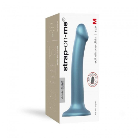Насадка для страпону Strap-On-Me Mono Density Dildo M Blue, діам. 3,3 см, одношаровий силікон, гнучк - фото №3