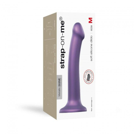 Насадка для страпону Strap-On-Me Mono Density Dildo Violet M, діам. 3,3 см, одношаровий силікон, гну - фото №4