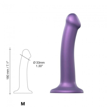 Насадка для страпону Strap-On-Me Mono Density Dildo Violet M, діам. 3,3 см, одношаровий силікон, гну - фото №3