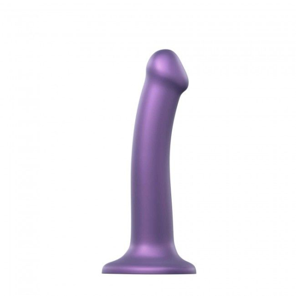 Насадка для страпону Strap-On-Me Mono Density Dildo Violet M, діам. 3,3 см, одношаровий силікон, гну - фото