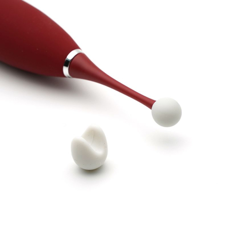 Кліторальний вібратор KISTOY C-King Red, з двома дод. насадками, потужна прицільна стимуляція №4