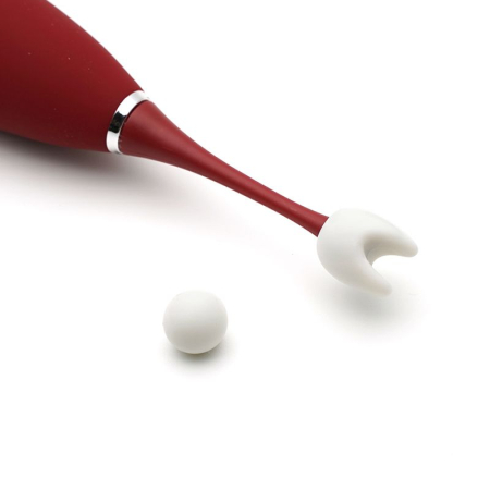 Кліторальний вібратор KISTOY C-King Red, з двома дод. насадками, потужна прицільна стимуляція №5