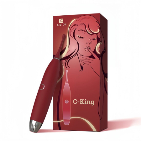 Кліторальний вібратор KISTOY C-King Red, з двома дод. насадками, потужна прицільна стимуляція №11