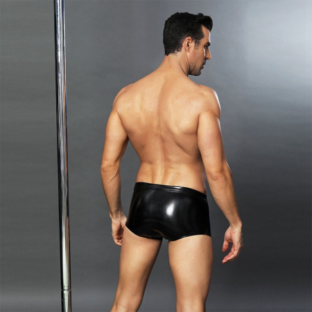 Еротичні чоловічі лакові труси зі шнурівкою One Size Black - фото №2