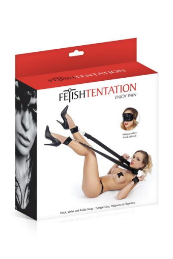 Фіксатори для ніг і рук Fetish Tentation Neck, Wrist and Ankle Strap з маскою на очі - фото №2
