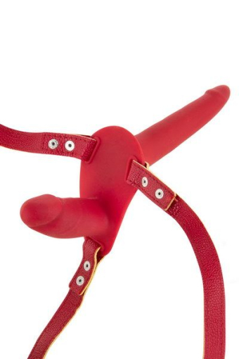 Подвійний страпон Fetish Tentation Strap-On with Double Dildo Red - фото №3