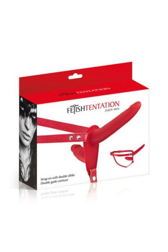 Подвійний страпон Fetish Tentation Strap-On with Double Dildo Red - фото №2