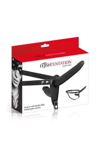 Подвійний страпон Fetish Tentation Strap-On with Double Dildo Black - фото №3
