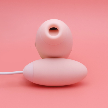 Вакуумний стимулятор з віброяйцем 2-в-1 KISSTOY Miss VV Pink - фото №4