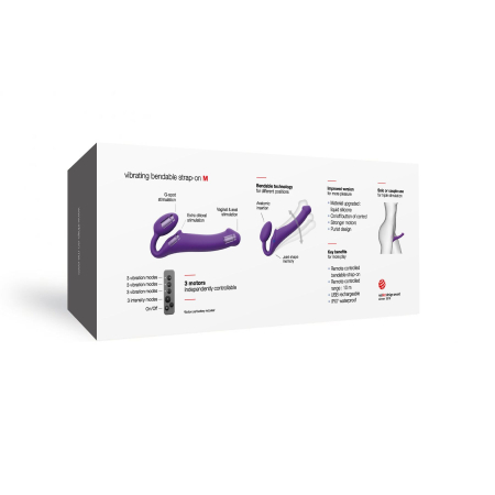 Безремінний страпон з вібрацією Strap-On-Me Vibrating Violet M, діаметр 3,8 см, пульт ДК, регульований - фото №8