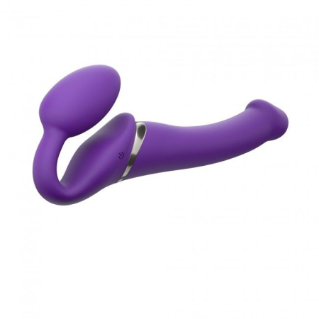 Безремінний страпон з вібрацією Strap-On-Me Vibrating Violet M, діаметр 3,8 см, пульт ДК, регульований - фото