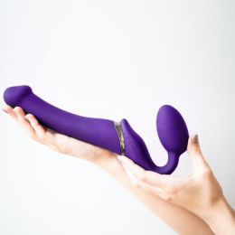 Безремінний страпон з вібрацією Strap-On-Me Vibrating Violet M, діаметр 3,8 см, пульт ДК, регульований - - фото №9
