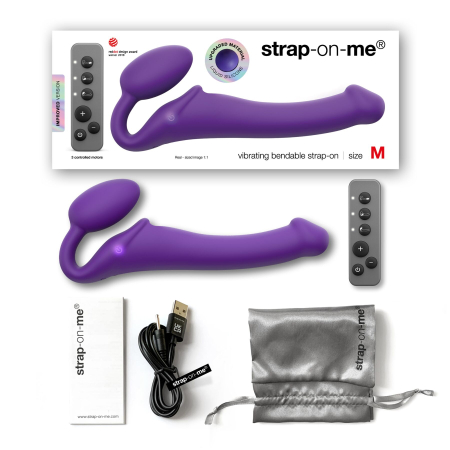 Безремінний страпон з вібрацією Strap-On-Me Vibrating Violet M, діаметр 3,8 см, пульт ДК, регульований - фото №6