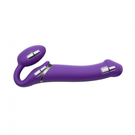 Безремінний страпон з вібрацією Strap-On-Me Vibrating Violet XL, діам. 4,7см, пульт ДК, регульований - фото №4