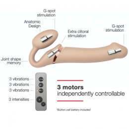 Безремінний страпон з вібрацією Strap-On-Me Vibrating Flesh L, діаметр 3,7 см, пульт ДК, регульовани - - фото №2