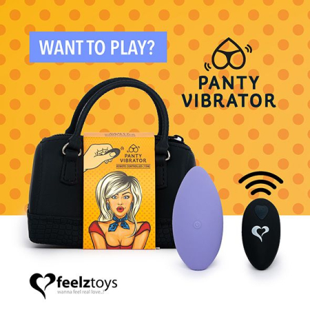 Вібратор в трусики FeelzToys Panty Vibrator Purple з пультом ДК, 6 режимів роботи, сумочка-чохол - фото