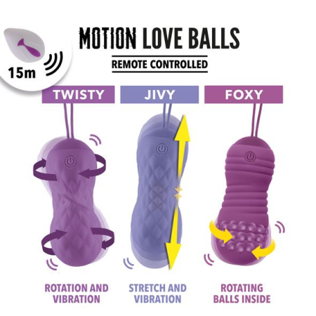Вагінальні кульки з перлинним масажем FeelzToys Motion Love Balls Foxy з пультом ДК, 7 режимів - фото №3