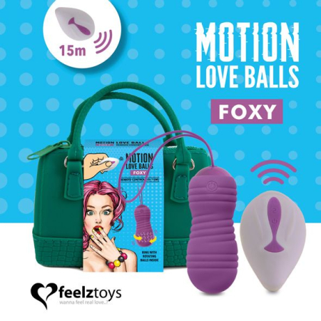 Вагінальні кульки з перлинним масажем FeelzToys Motion Love Balls Foxy з пультом ДК, 7 режимів - фото