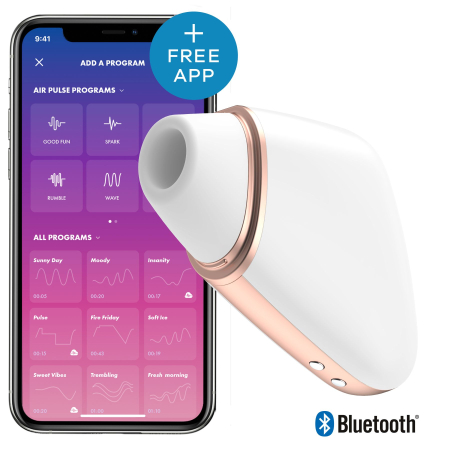 Вакуумний кліторальний стимулятор Satisfyer Love Triangle White з керуванням через інтернет 