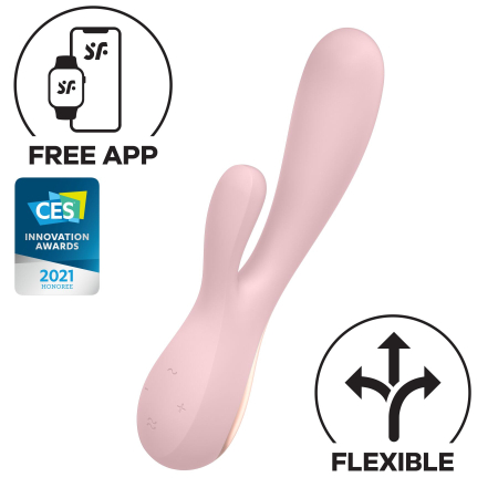 Смарт вібратор-кролик Satisfyer Mono Flex Mauve, 2 мотори, керування через інтернет - фото