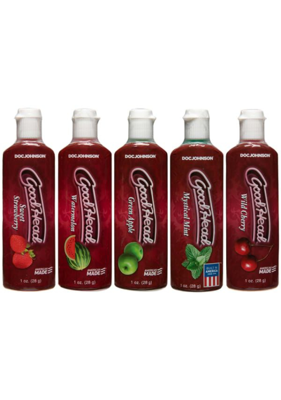 Набір змазок для орального сексу Doc Johnson GoodHead 5?29мл, полуниця, вишня, кавун, м'ята, яблуко - фото