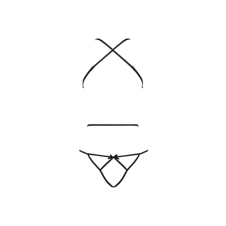 Боді з імітацією шкіри і стрепами Passion ASUNA BODY S/M, black - фото №4