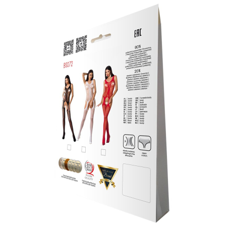 Бодістокінг з імітацією панчох і ажурною вставкою Passion BS072 white - фото №6