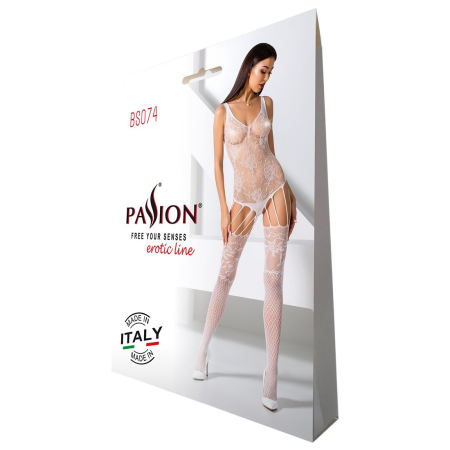 Ажурний бодістокінг з імітацією панчіх Passion BS074 white №4