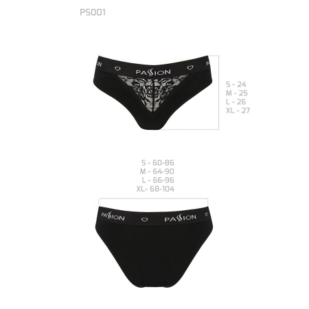 Трусики з широкою гумкою і мереживом Passion PS001 PANTIES S, black №6