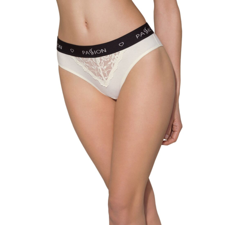 Трусики з широкою гумкою і мереживом Passion PS001 PANTIES M, ecru - фото