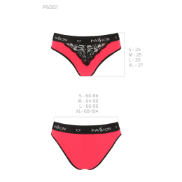 Трусики з широкою гумкою і мереживом Passion PS001 PANTIES L, red-black - - фото №5