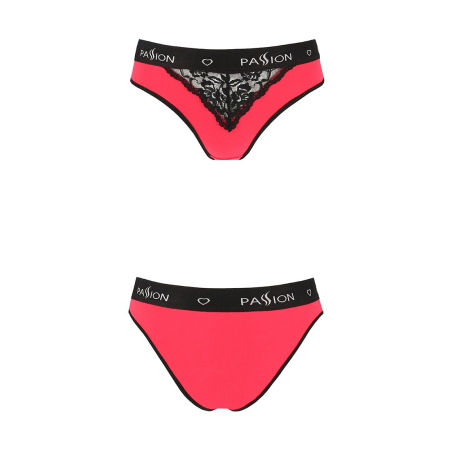 Трусики з широкою гумкою і мереживом Passion PS001 PANTIES M, red-black - фото №4