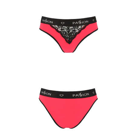 Трусики з широкою гумкою і мереживом Passion PS001 PANTIES S, red-black - фото №4