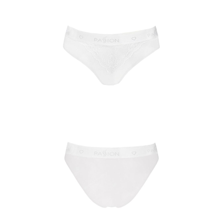 Трусики з широкою гумкою і мереживом Passion PS001 PANTIES M, white - фото №4