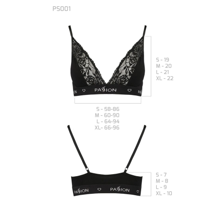 Еластичний топ з мереживом Passion PS001 TOP L, black - фото №6