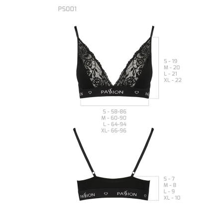 Еластичний топ з мереживом Passion PS001 TOP M, black №6