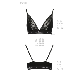 Еластичний топ з мереживом Passion PS001 TOP S, black - - фото №6