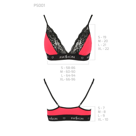 Еластичний топ з мереживом Passion PS001 TOP L, red-black - фото №5