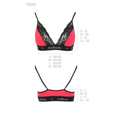 Еластичний топ з мереживом Passion PS001 TOP XL, red-black - фото №5