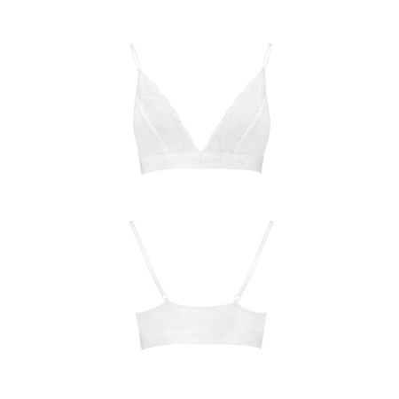 Еластичний топ з мереживом Passion PS001 TOP M, white - фото №4