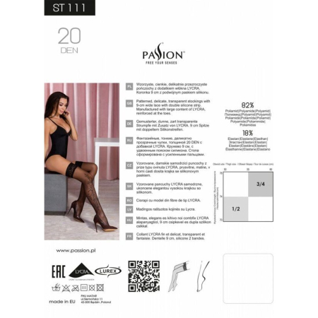 Чорні панчохи з ефектом тату Passion ST111 1/2 (20 den), nero - фото №4