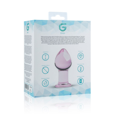 Рожева анальна пробка зі скла Gildo Pink Glass Buttplug №5