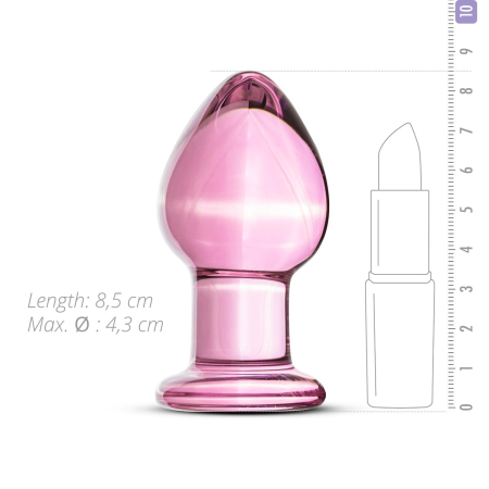 Рожева анальна пробка зі скла Gildo Pink Glass Buttplug №3