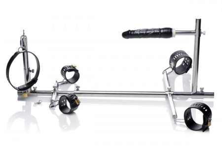 Конструкція для фіксації з фалоімітатором Imprisoned Metal Stockade with Dildo - фото №3