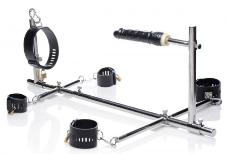 Конструкція для фіксації з фалоімітатором Imprisoned Metal Stockade with Dildo - фото