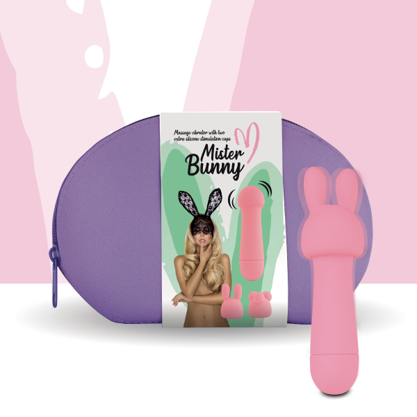 Мінівібратор FeelzToys Mister Bunny Pink з двома насадками - фото